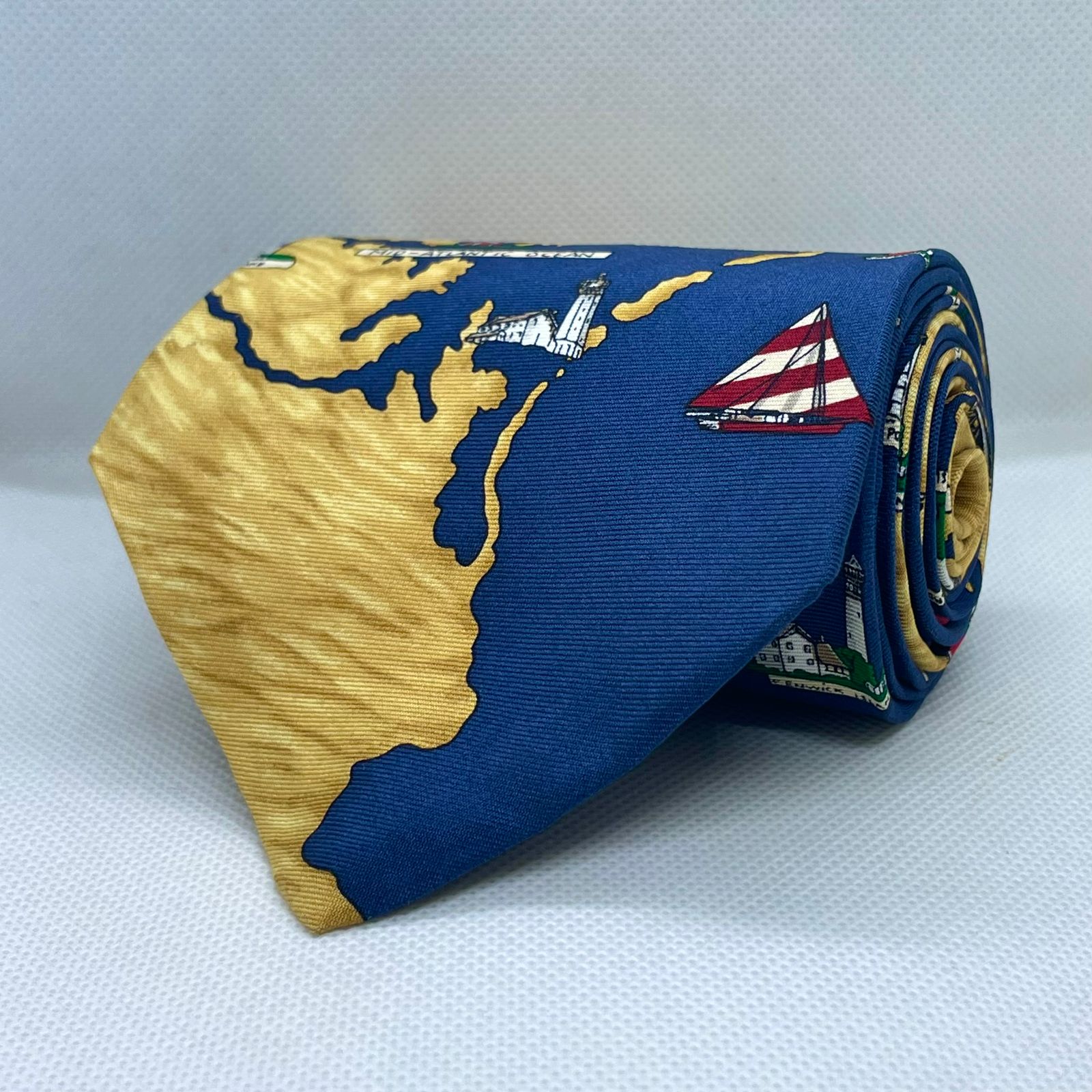 Atlantic Navigator Navy Silk Broad Tie