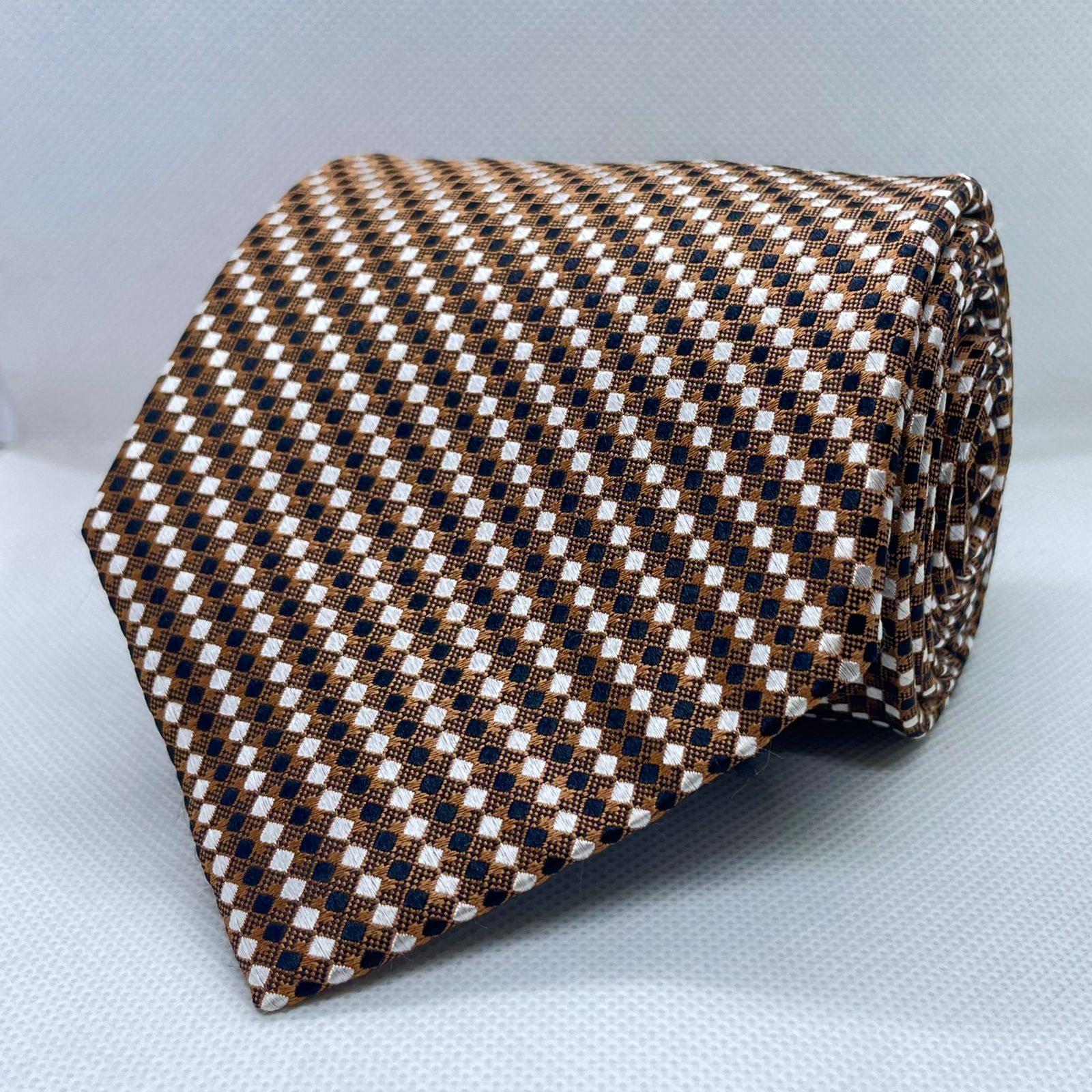 Chestnut Luxe Micro Mosaic Silk Broad Tie
