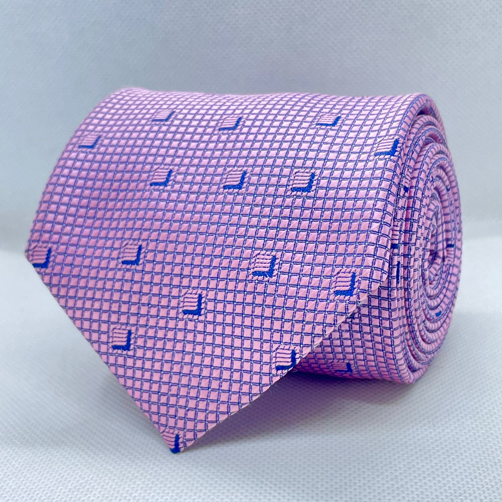 Pink Sapphire Micro CheckPolyester Broad Tie