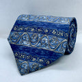 Royal Azure Vine Pattern Broad Silk Tie