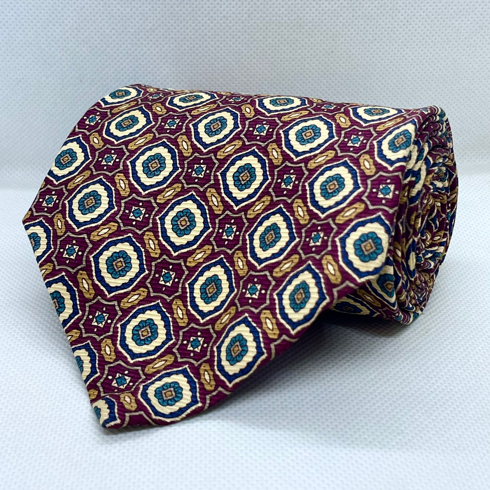 Burgundy Imperial Medallion  Broad Silk Tie