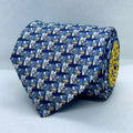 Blue Honeybee Pattern Silk Tie