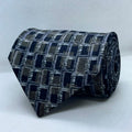 Black & Silver Geometric Silk Broad Tie