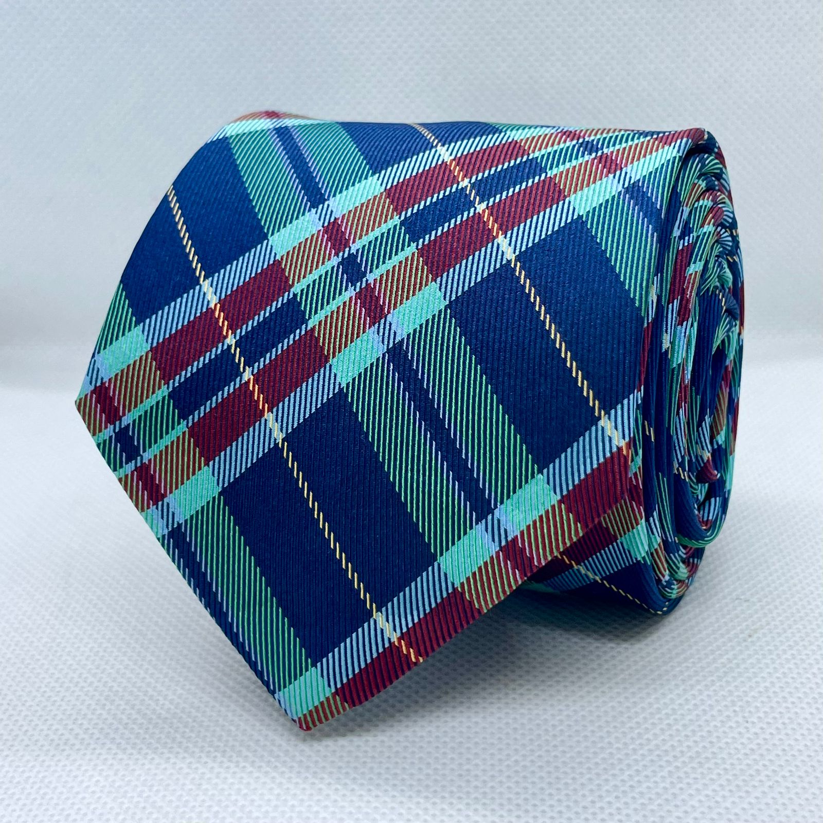 Ocean Navy Heritage Plaid Silk Tie