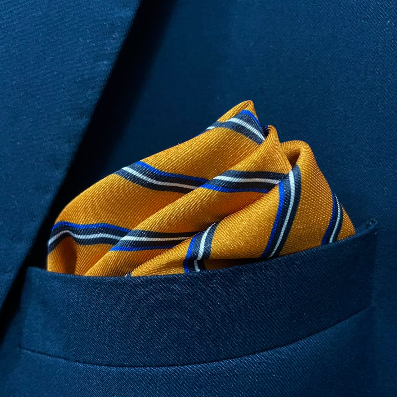 Burnt Orange Executive Stripe Silk Tie with Pocket Square Set