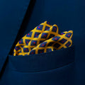 14 by 14 inches Luxury Gold Geometric Diamond Pokcet Square