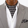 Black & White Geometric Cravat and Pocket Square Set