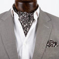 Black Base Floral Cravat and Pocket Square Set