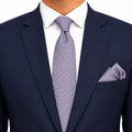 White Base Blue Red Motif Silk Tie and Pocket Square Set