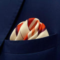 13 by 13 inches Off-White Orange Striped Pocket Square