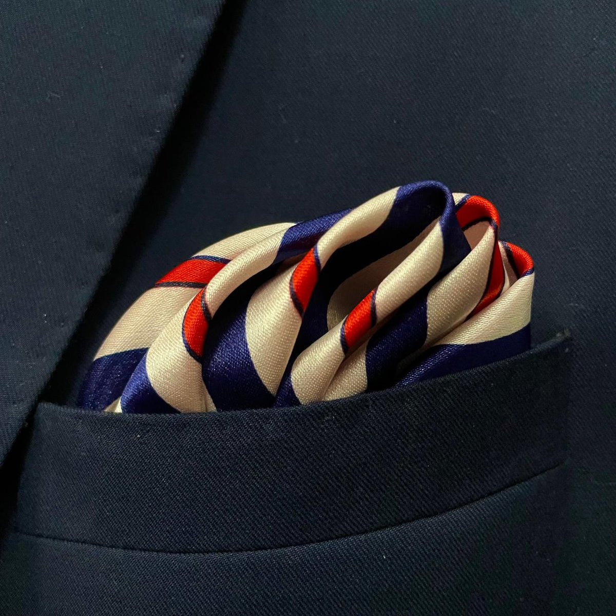 13 by 13 inches Navy Scarlet Prestige Pocket Square
