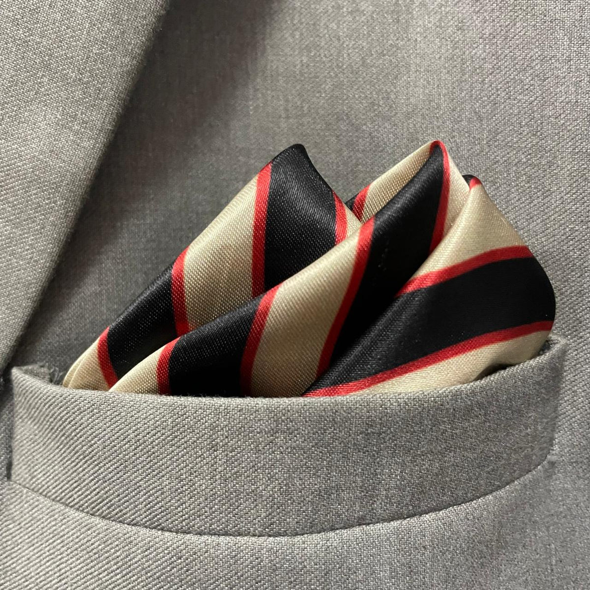 13 by 13 inches Black Golden Striped Pocket Square