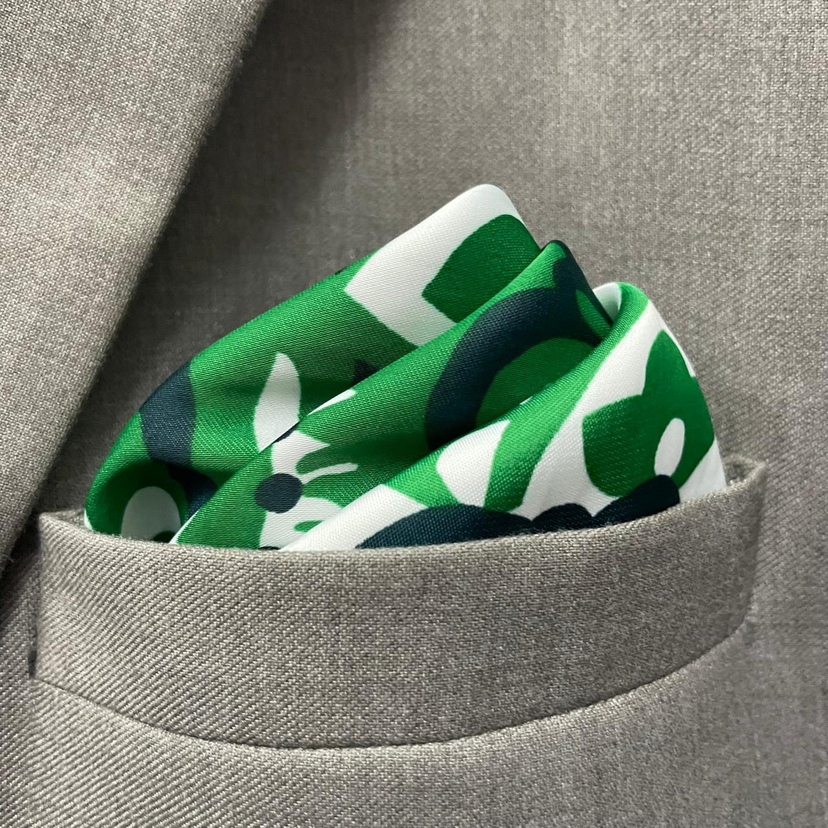 13 by 13 inches Green Floral Pocket Square