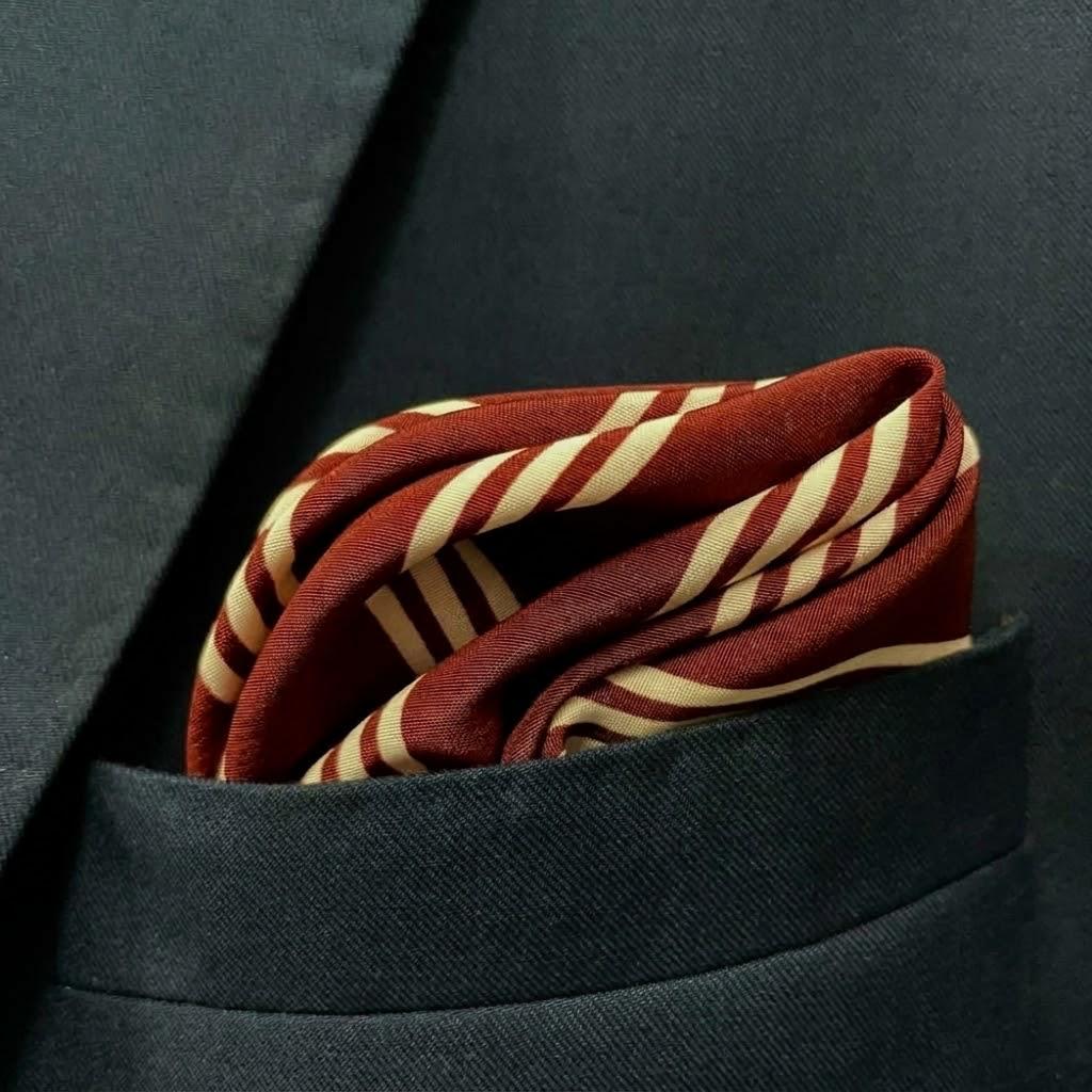 13 by 13 inches Burgundy Striped Elegance Pocket Square