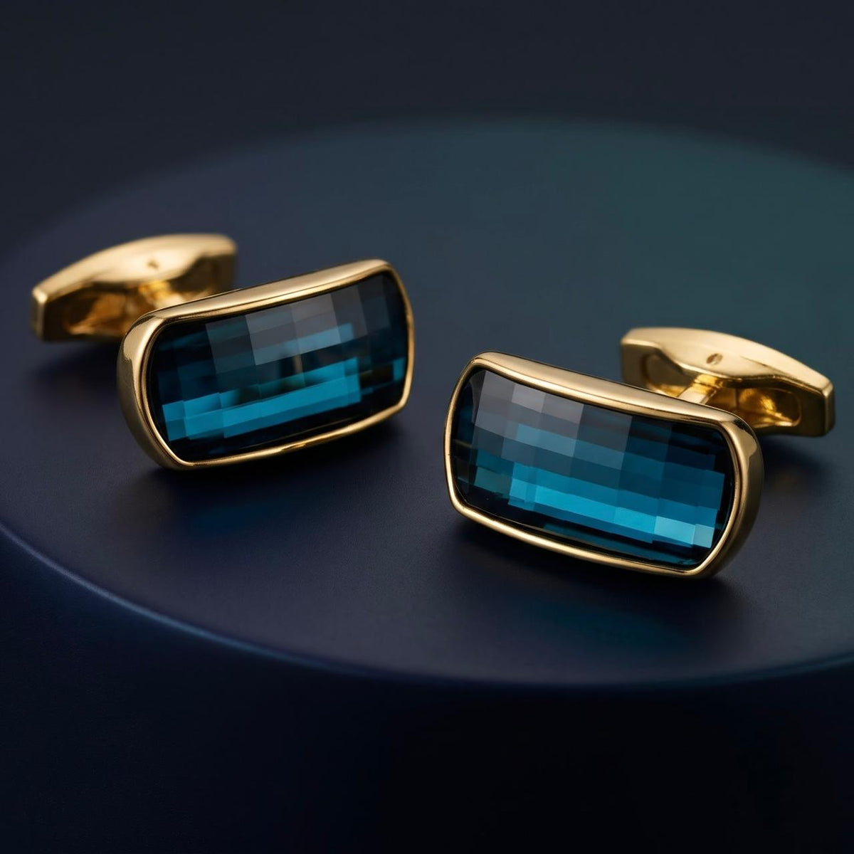 Golden & Blue Modern Bar Cufflinks