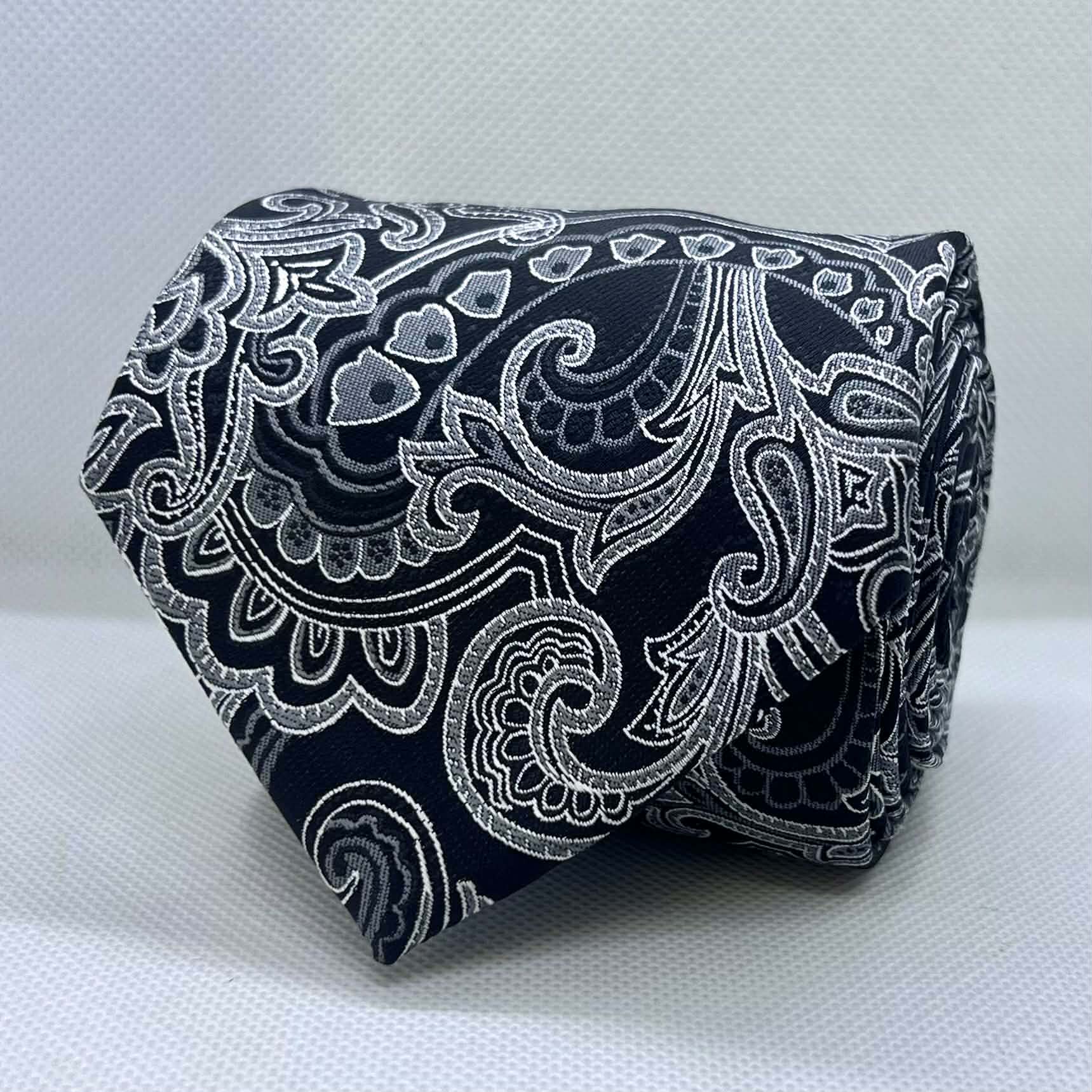 Black & White Paisley Ployester Tie