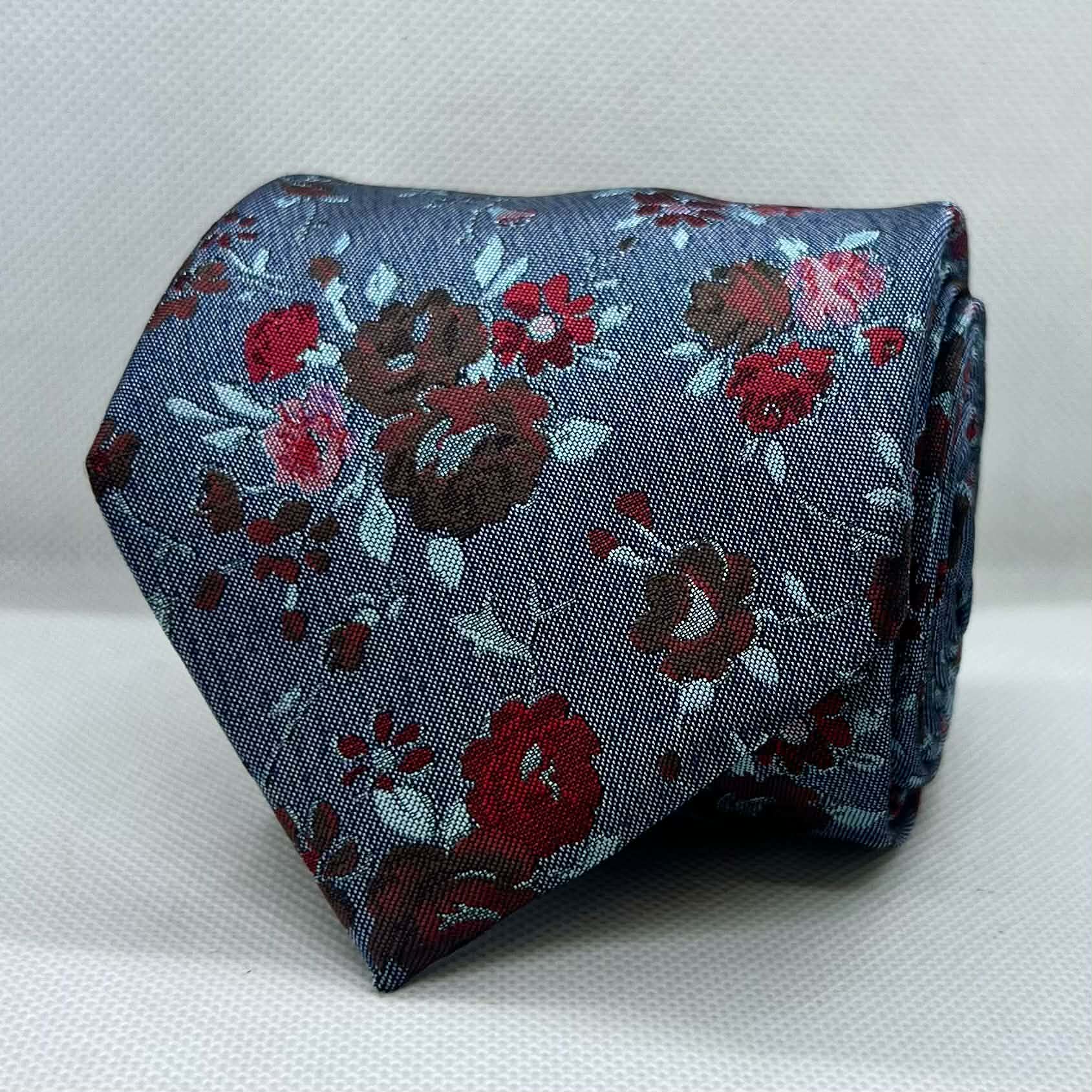 Dusty Blue Floral Broad Plyester Tie