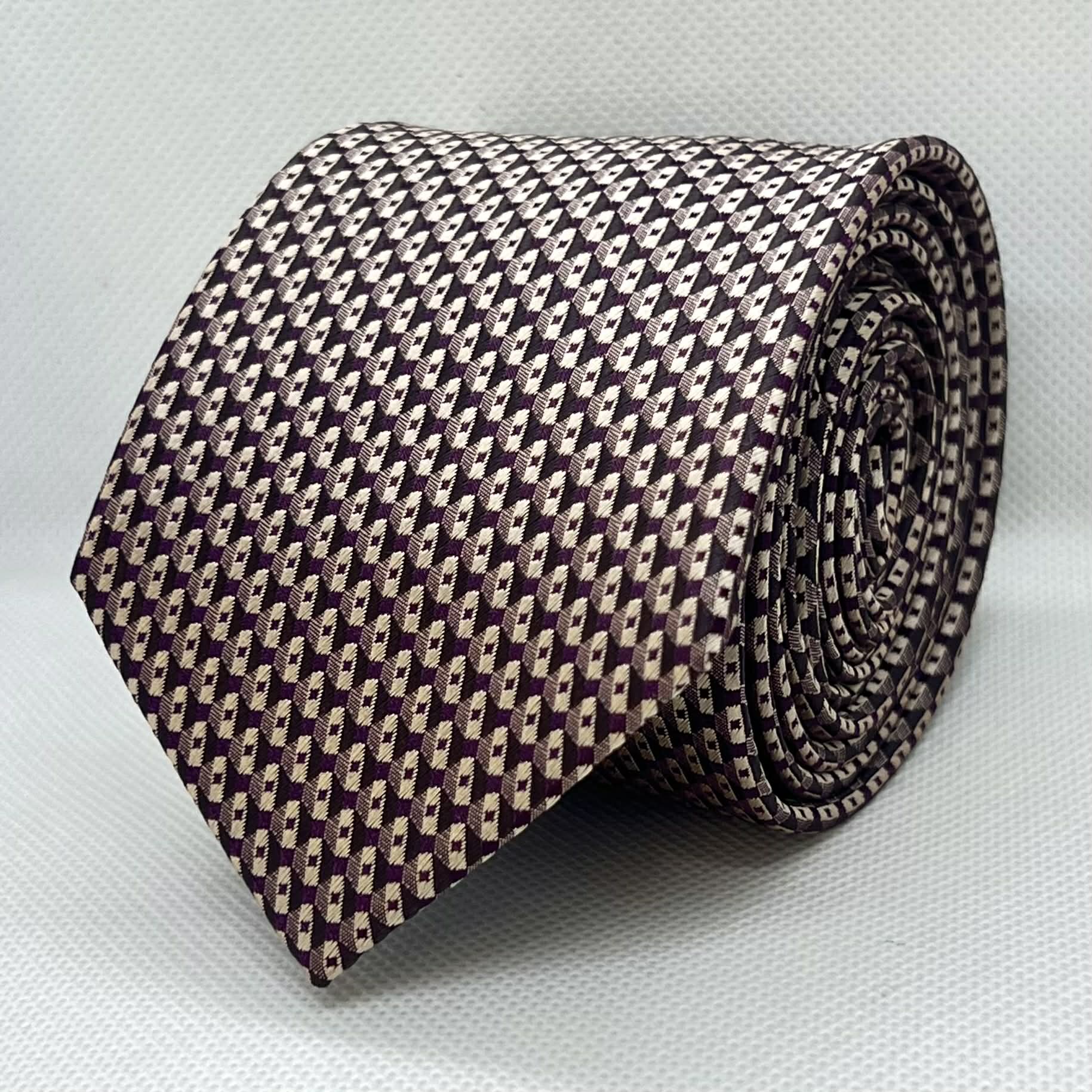Chocolate Brown Geometric Microfiber Tie