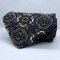 Navy & Gold Ornamental Paisley Silk Broad Tie
