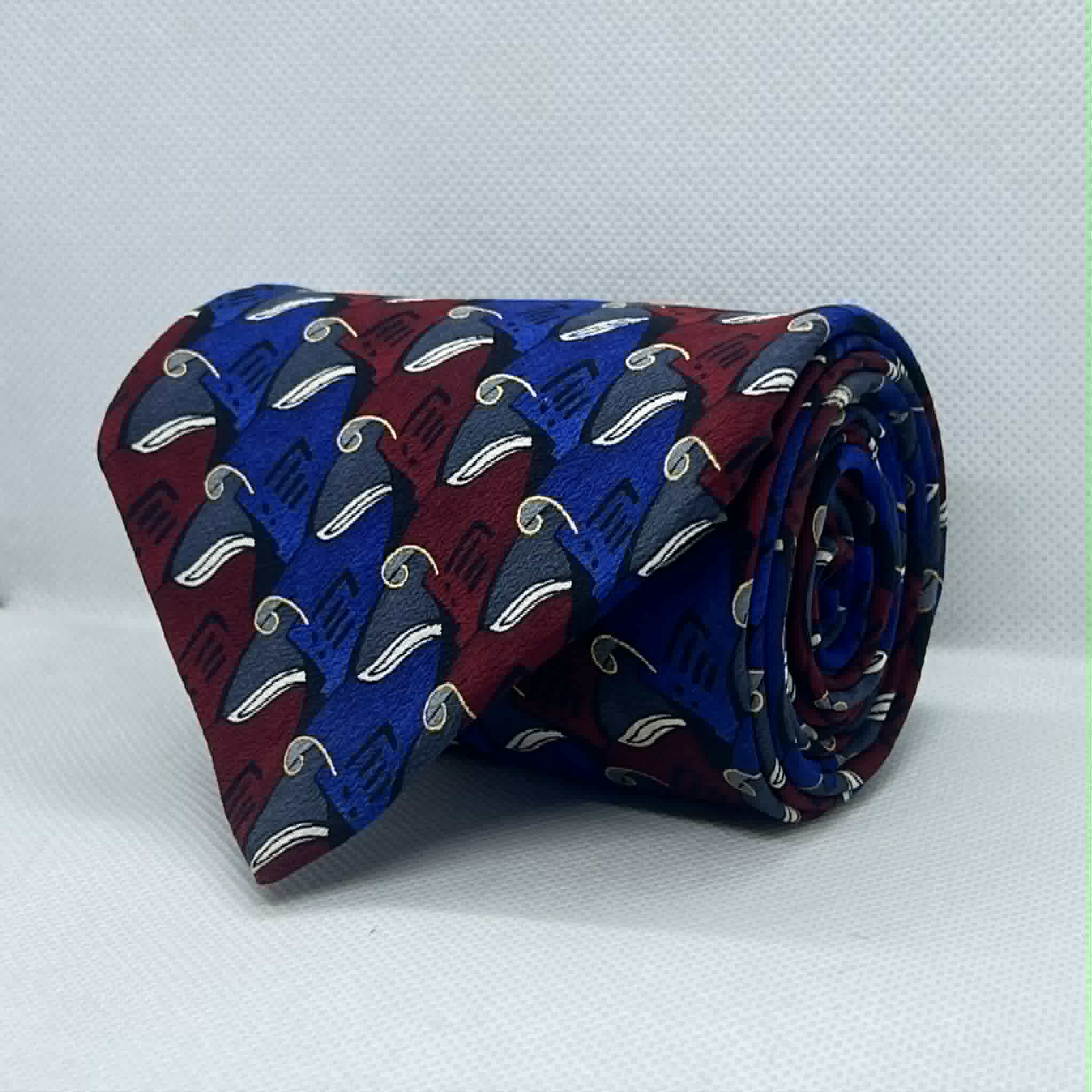 Royal Crimson Abstract Motif Silk Broad Tie