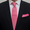 Royal Pink Bunny Tie with Pocket Square Set