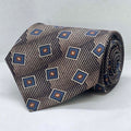 Taupe Sapphire Medallion Broad Silk Tie