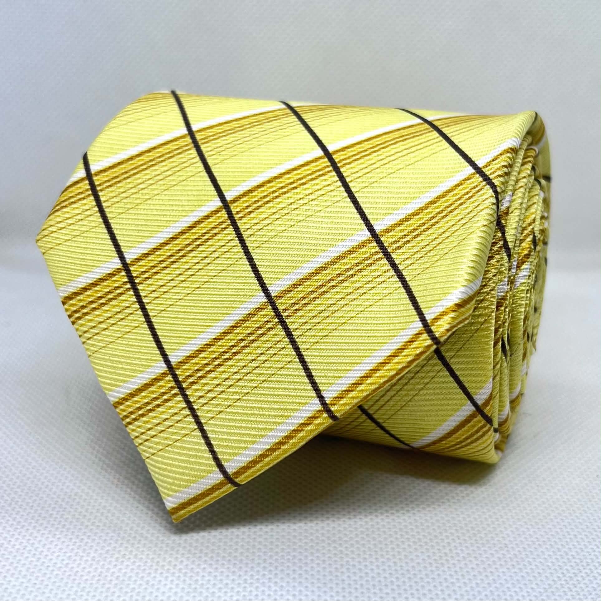 Sunbeam Gold Checkered Silk Necktie