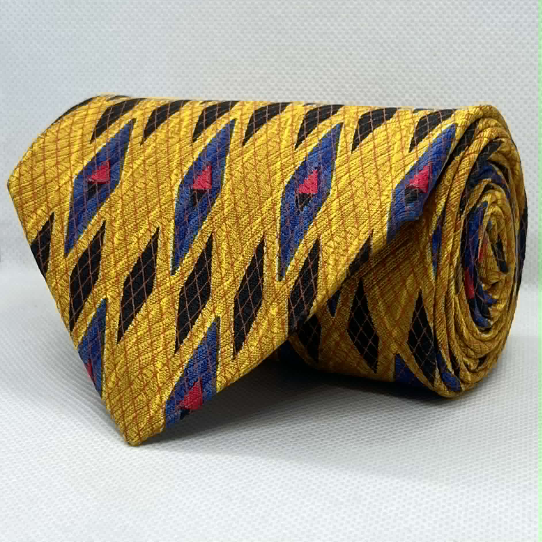 Mustard Yellow Abstract Geo Silk Broad Tie