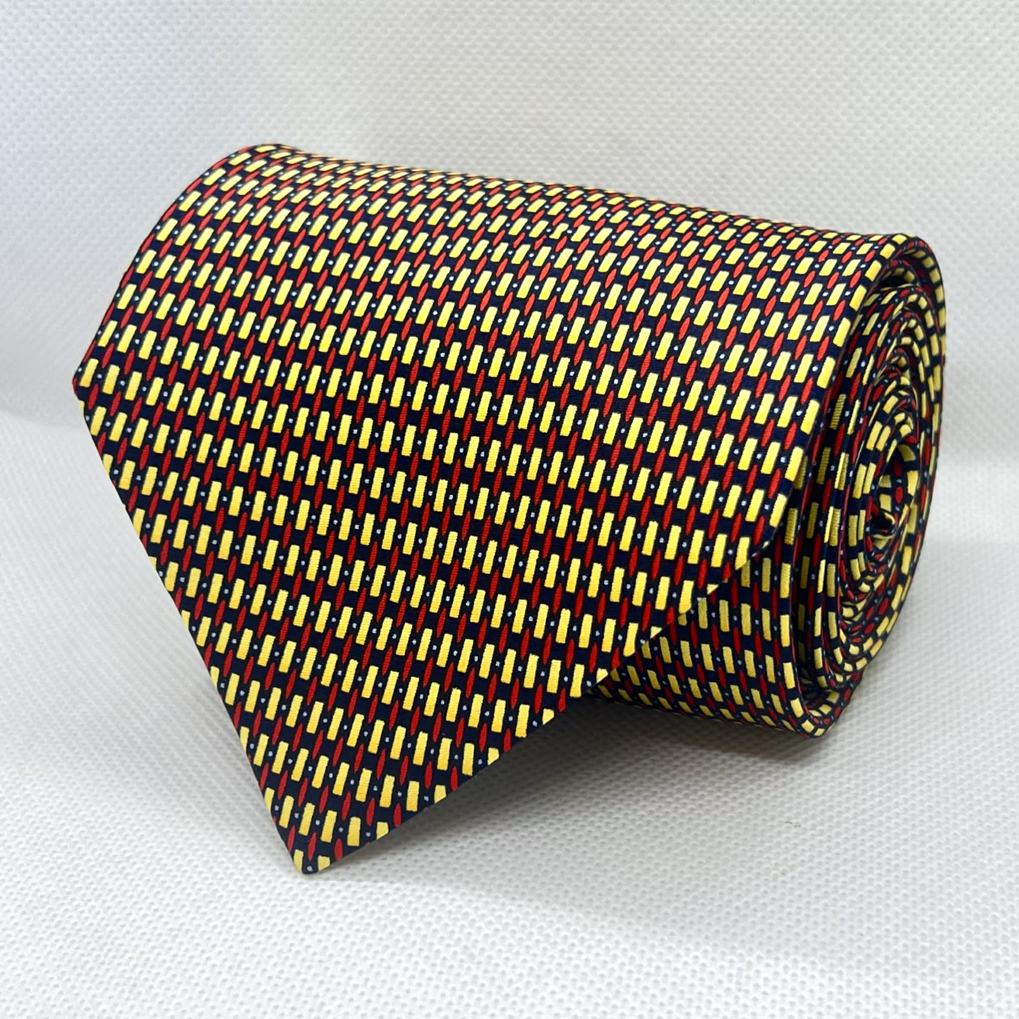 Black, Red & Gold Micro Broad Silk Tie