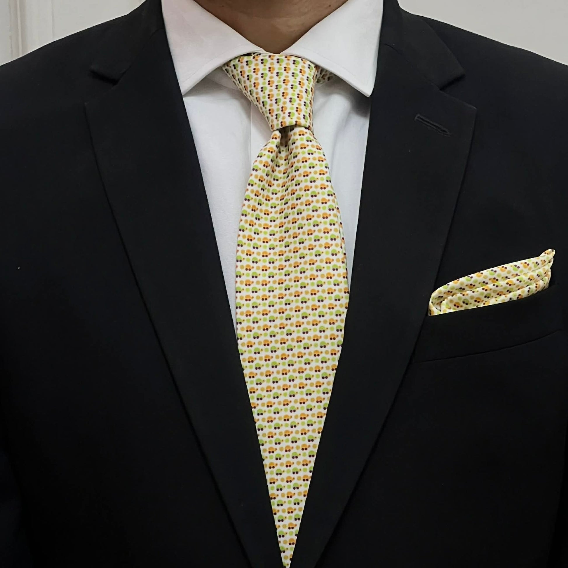 White Confetti Dot Tie and Pocket Square Set