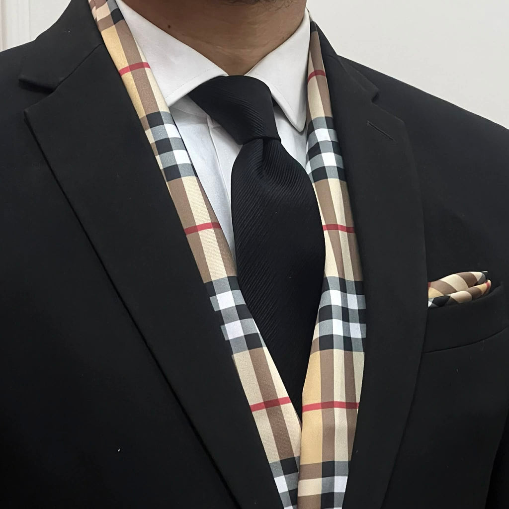 Burberry Style Scarf and Pocket Square Set