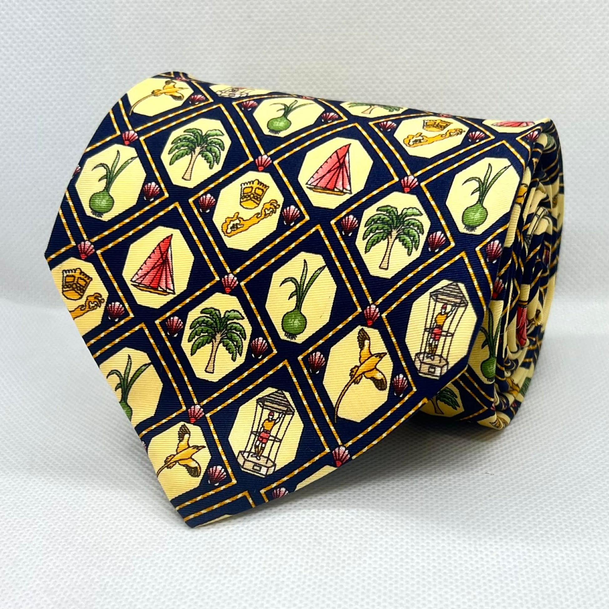 Black Ivory Heritage Motif Broad Silk Tie