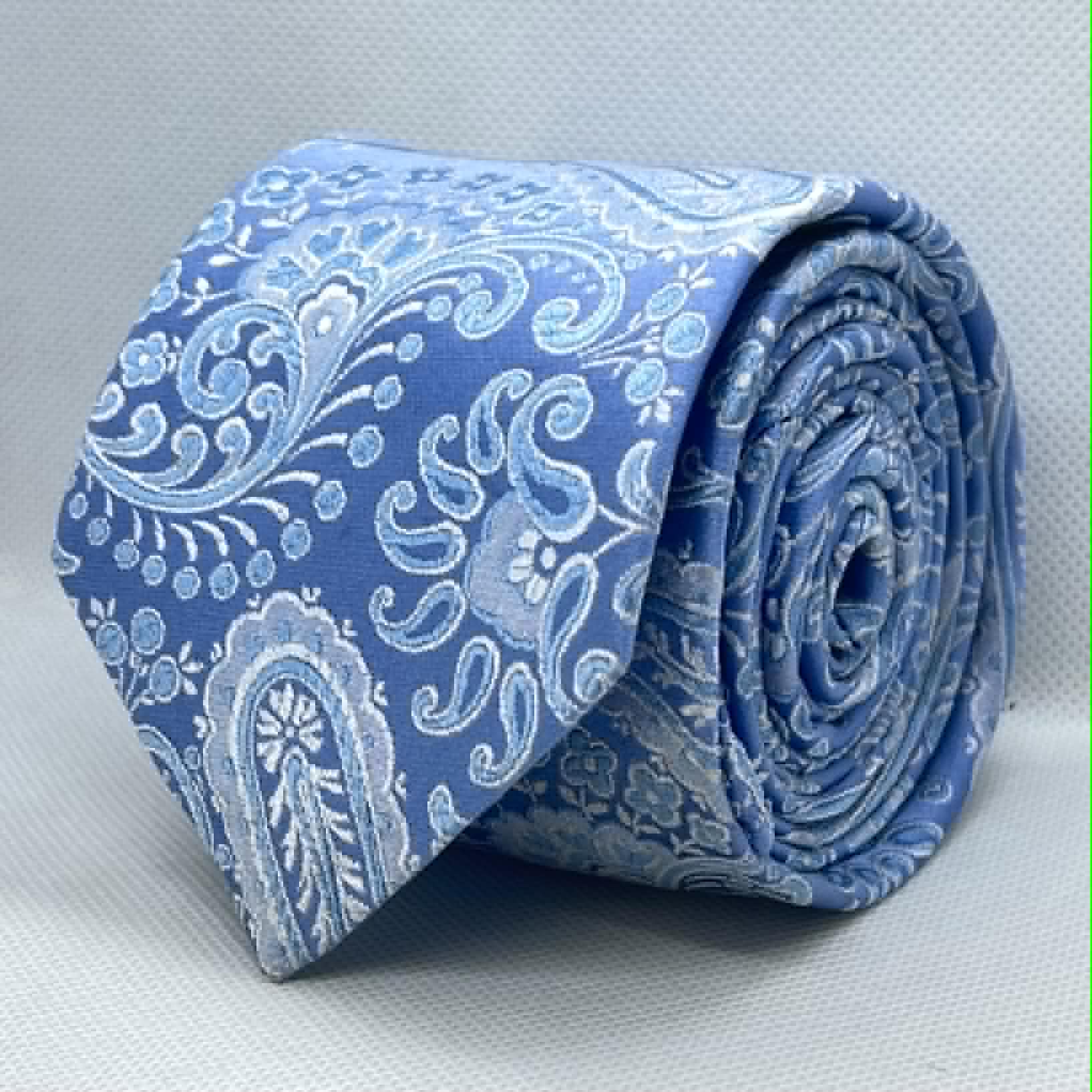 Powder Blue Regal Floral Silk Necktie