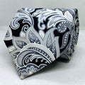 Black Base Silver Paisley Silk Tie