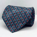Blue & Red Geometric Accent Polyester Broad Tie