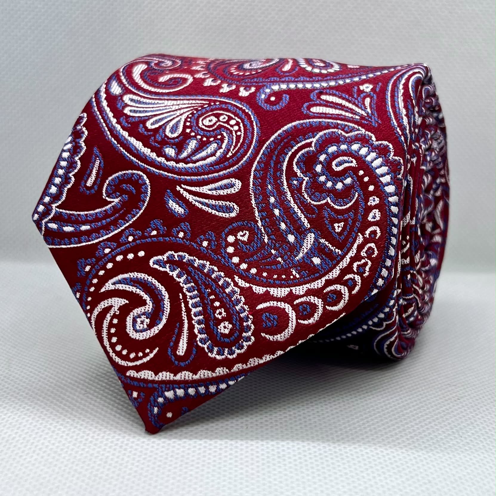 Red Base Blue Pialsey Polyester Tie