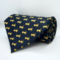 Black & Gold Cherry Pattern Silk Broad Tie