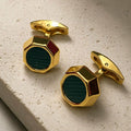 Geometric Gold Multicolor Accent Cufflinks
