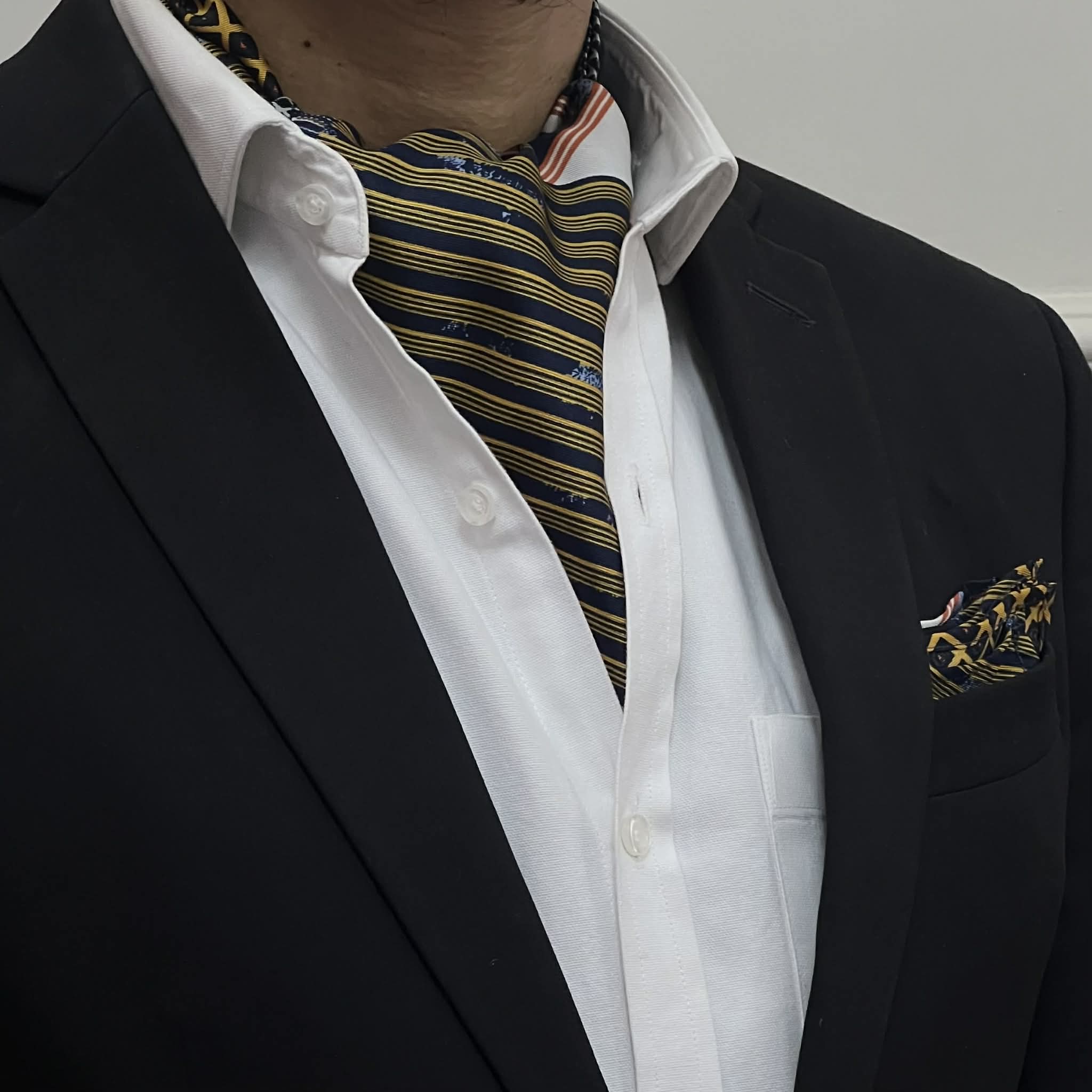 Multicolor Patchwork Cravat and Pocket Square Set
