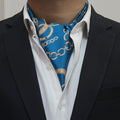 Light Blue Base width Golden Brown Chain Pattern Cravat