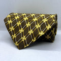 Brown Base Golden Broad Silk Tie
