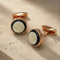 Rose Gold Black & Pearl Cufflinks