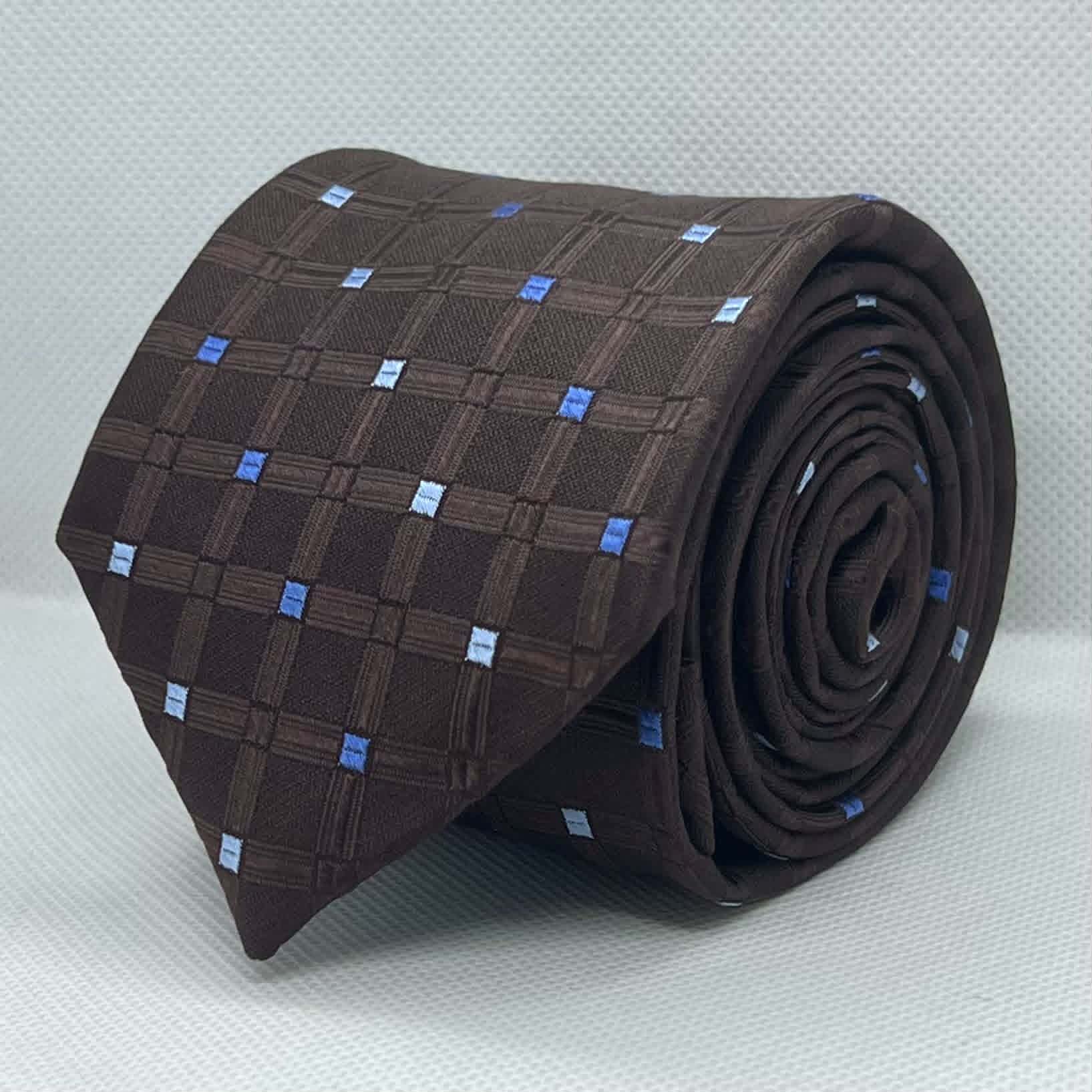 Espresso Blue Windowpane Silk Tie