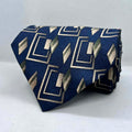 Dark Blue Base Golden Daimond Silk Broad Tie