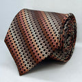Brown Bronze Square Pattern Classic Broad Silk Tie
