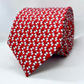 Crimson Red White Micro Petal Polyester Tie