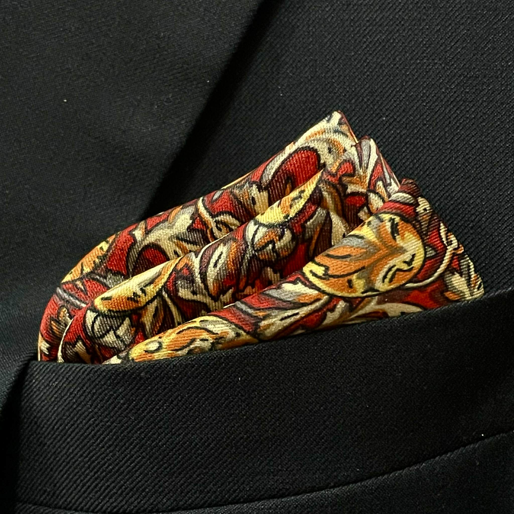 13 by 13 inches Burgundy Ornate Floral Pocket Square