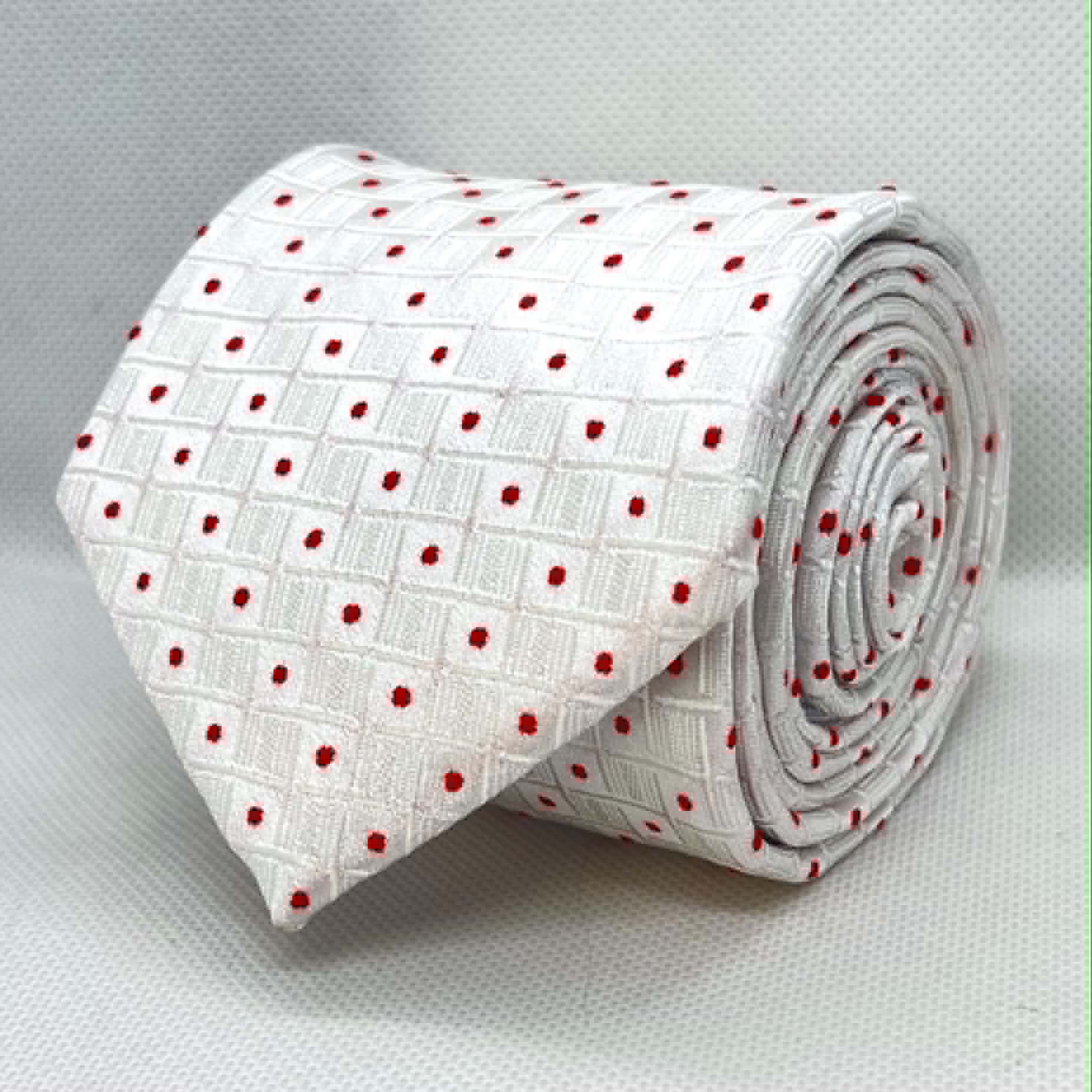 Ivory White Scarlet Dot Polyester Tie