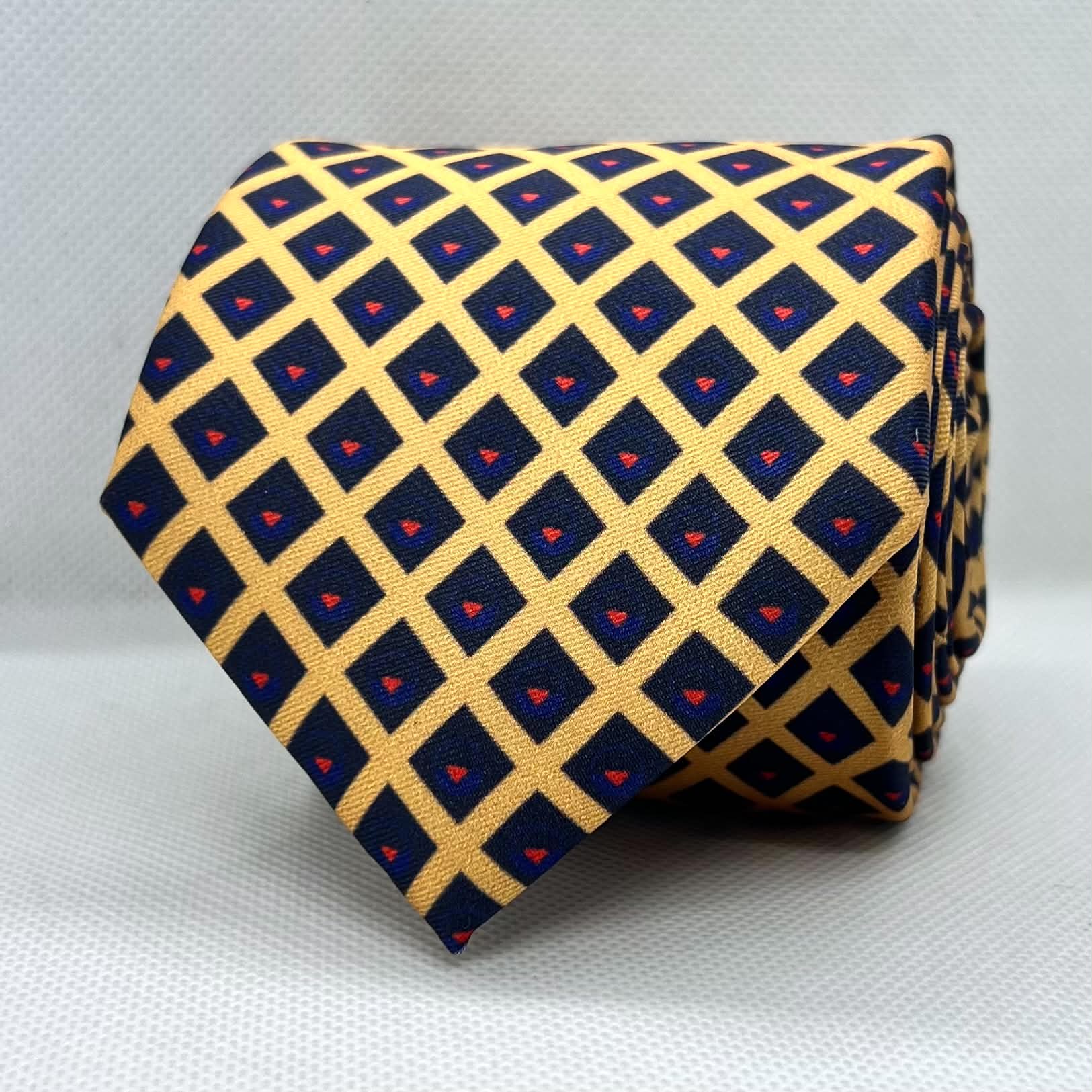 Luxury Gold Geometric Diamond Silk Tie