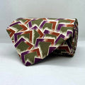 Green Base Purple Geomatric Broad Silk Tie